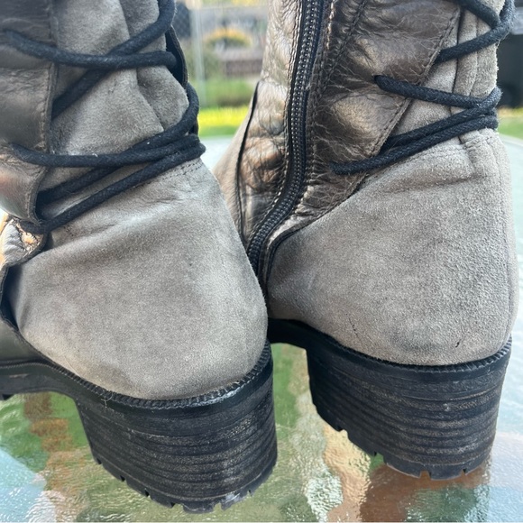 Steve Madden Navaa Dark Grey Calf Lace Up Side Zip Tall Boots - Picture 6 of 15